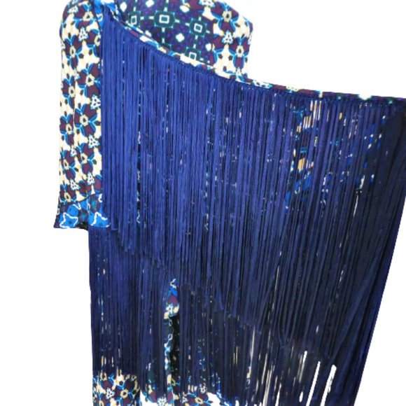 SiLK BCBGMaxAzria Strapless Asymmetrical Dress Enid Fringe Patchwork Boning 4 - Picture 4 of 11